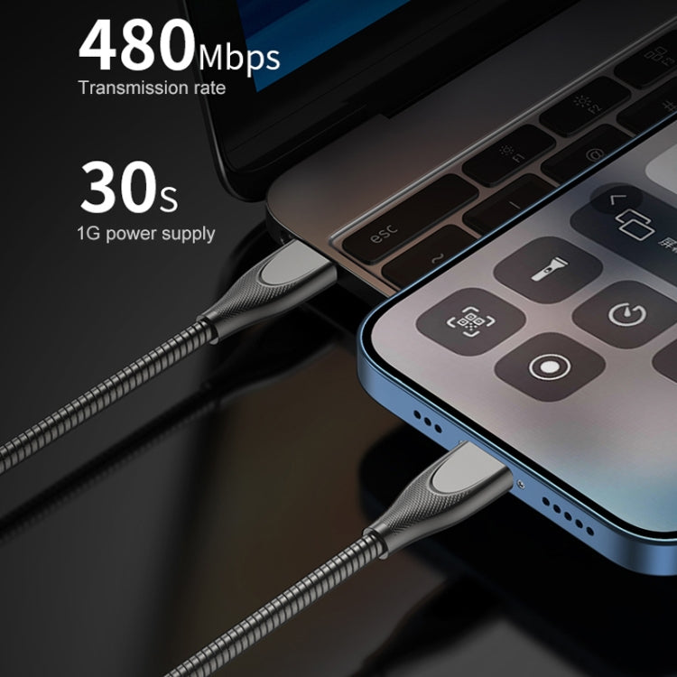 ADC-009 USB-C / Type-C to 8핀 아연 합금 호스 고속 충전 데이터 케이블, 케이블 길이: 1m, USB-C / Type-C to 8핀
