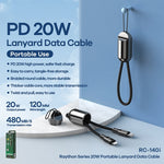 REMAX RC-140i Thor 시리즈 PD 20W USB-C / Type-C to 8핀 휴대용 랜야드 데이터 케이블, 케이블 길이: 1.2m, USB-C / Type-C to 8핀