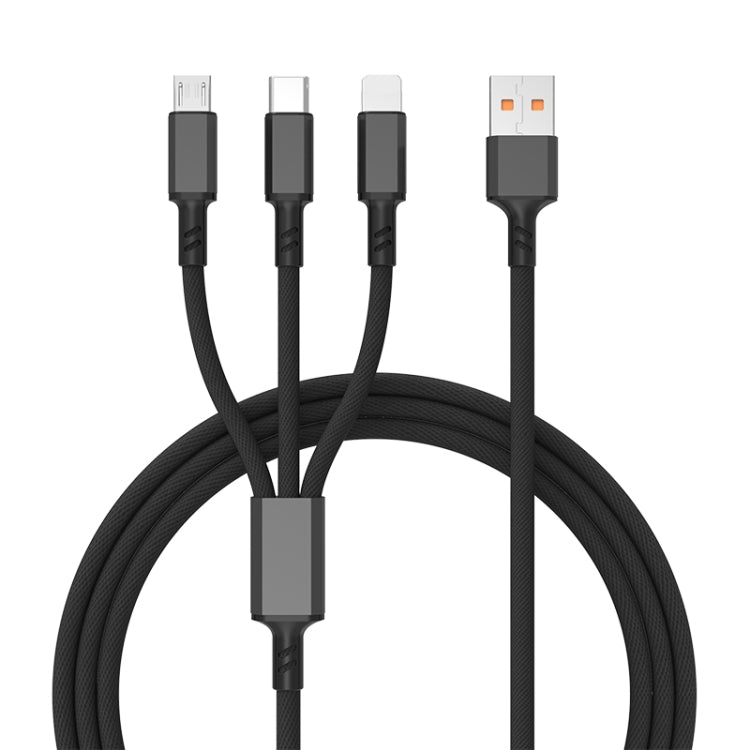 꼬임 방지 3A 3 in 1 USB to 타입-C / 8핀 / 마이크로 USB 고속 충전 케이블, 케이블 길이: 1.2m, 흰색 플러그 (빨강), 흰색 플러그 (검정), 흰색 플러그 (파랑)