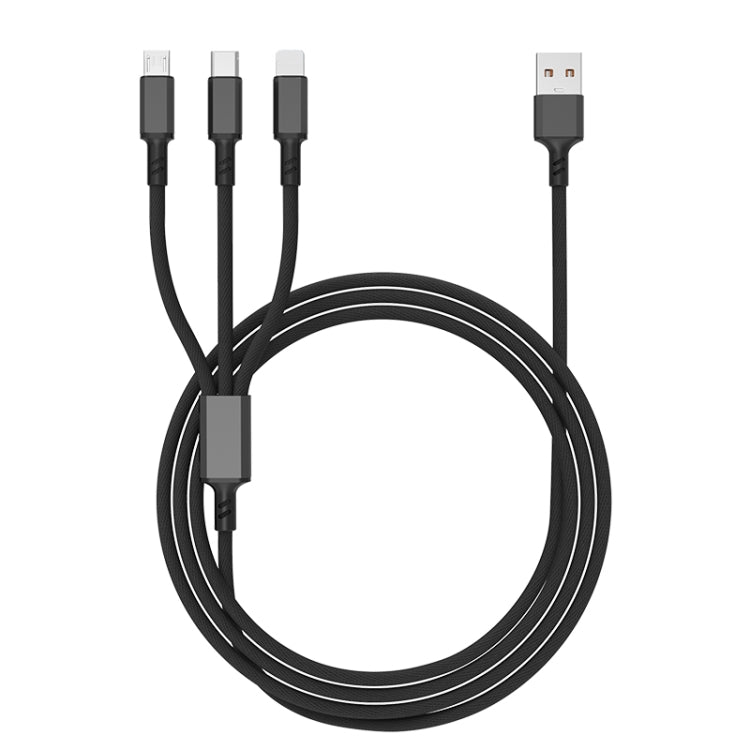 꼬임 방지 3A 3 in 1 USB to 타입-C / 8핀 / 마이크로 USB 고속 충전 케이블, 케이블 길이: 1.2m, 흰색 플러그 (빨강), 흰색 플러그 (검정), 흰색 플러그 (파랑)