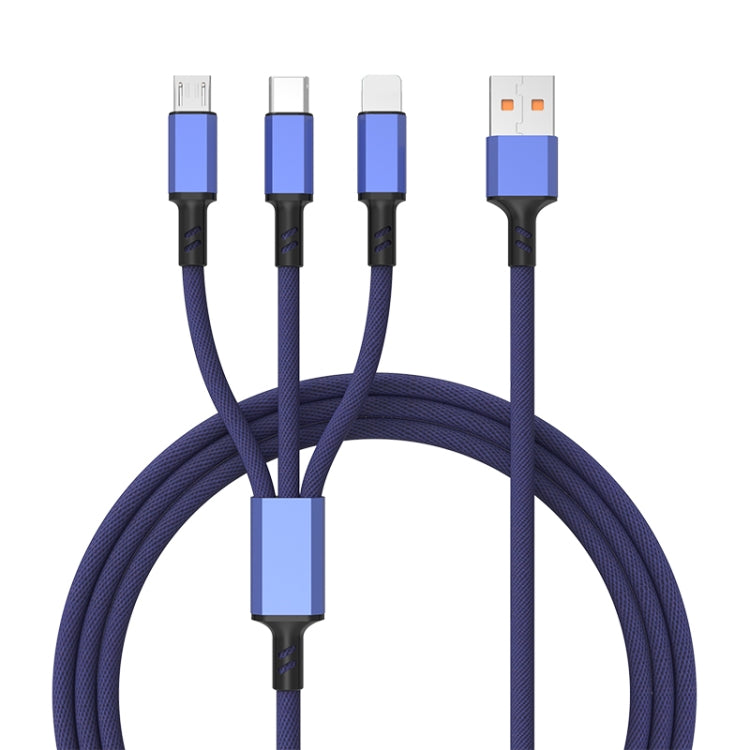 꼬임 방지 3A 3 in 1 USB to 타입-C / 8핀 / 마이크로 USB 고속 충전 케이블, 케이블 길이: 1.2m, 흰색 플러그 (빨강), 흰색 플러그 (검정), 흰색 플러그 (파랑)