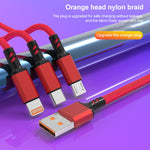 꼬임 방지 3A 3 in 1 USB to 타입-C / 8핀 / 마이크로 USB 고속 충전 케이블, 케이블 길이: 1.2m, 흰색 플러그 (빨강), 흰색 플러그 (검정), 흰색 플러그 (파랑)