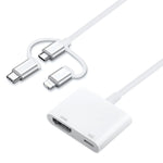 A18 Pro 3 in 1 8핀 + 타입-C + 마이크로 USB to HDMI + 8핀 디지털 AV 어댑터