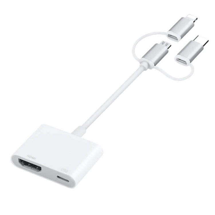 A18 Pro 3 in 1 8핀 + 타입-C + 마이크로 USB to HDMI + 8핀 디지털 AV 어댑터