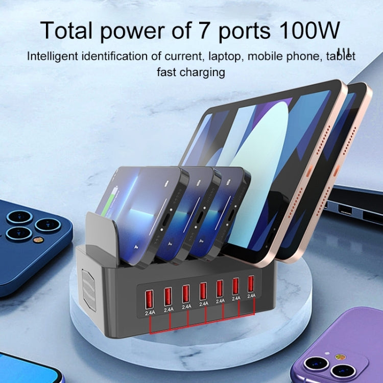 YFY-A54 100W USB + 타입-C 5포트 스마트 충전 스테이션, 휴대폰 및 태블릿 거치대 포함, 미국 플러그, YFY-A54