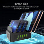 YFY-A54 100W USB + 타입-C 5포트 스마트 충전 스테이션, 휴대폰 및 태블릿 거치대 포함, 미국 플러그, YFY-A54