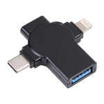 X09 4 in 1 USB to 듀얼 8핀+USB-C/Type-C 인터페이스 OTG 어댑터, 4 in 1