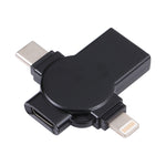 X09 4 in 1 USB to 듀얼 8핀+USB-C/Type-C 인터페이스 OTG 어댑터, 4 in 1