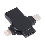 X09 4 in 1 USB to 듀얼 8핀+USB-C/Type-C 인터페이스 OTG 어댑터, 4 in 1