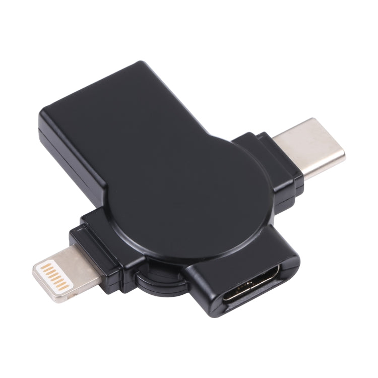 X09 4 in 1 USB to 듀얼 8핀+USB-C/Type-C 인터페이스 OTG 어댑터, 4 in 1