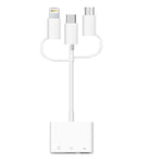 3 in 1 8핀, 마이크로 USB, 타입-C to TF & SD 카드 리더 USB OTG 확장 어댑터