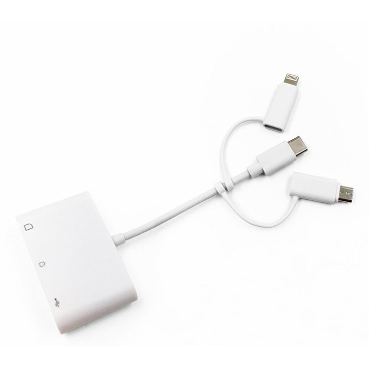 3 in 1 8핀, 마이크로 USB, 타입-C to TF & SD 카드 리더 USB OTG 확장 어댑터