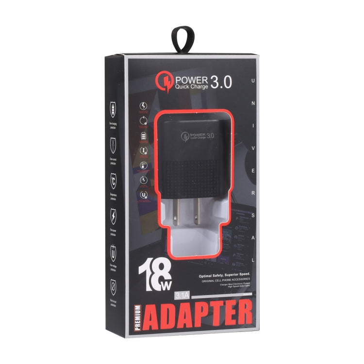LZ-2117 18W QC3.0 3.1A USB 고속 충전기, 미국 플러그, 미국 플러그