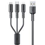 WEKOME WDC-02 조력 에너지 시리즈 3A USB to 8핀+타입-C+마이크로 USB 3 in 1 PVC 데이터 케이블, 길이: 1.2m