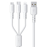 WEKOME WDC-02 조력 에너지 시리즈 3A USB to 8핀+타입-C+마이크로 USB 3 in 1 PVC 데이터 케이블, 길이: 1.2m