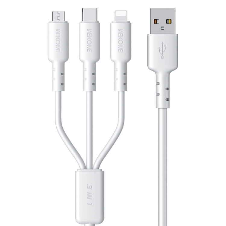 WEKOME WDC-02 조력 에너지 시리즈 3A USB to 8핀+타입-C+마이크로 USB 3 in 1 PVC 데이터 케이블, 길이: 1.2m
