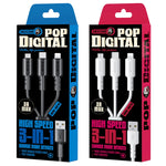 WEKOME WDC-02 조력 에너지 시리즈 3A USB to 8핀+타입-C+마이크로 USB 3 in 1 PVC 데이터 케이블, 길이: 1.2m