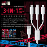 WEKOME WDC-02 조력 에너지 시리즈 3A USB to 8핀+타입-C+마이크로 USB 3 in 1 PVC 데이터 케이블, 길이: 1.2m