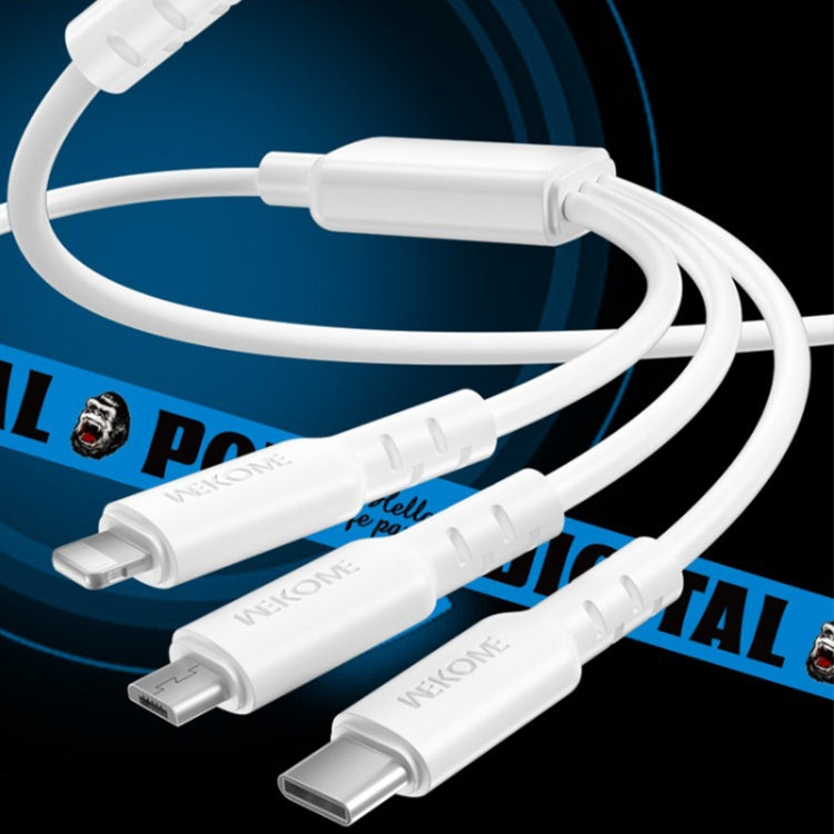 WEKOME WDC-02 조력 에너지 시리즈 3A USB to 8핀+타입-C+마이크로 USB 3 in 1 PVC 데이터 케이블, 길이: 1.2m