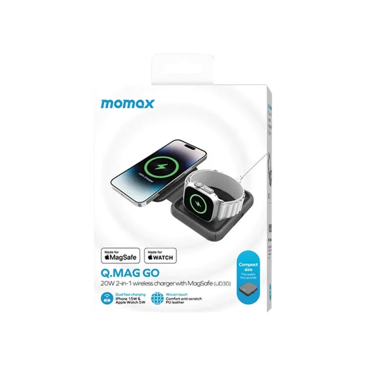 MOMAX UD30 Q.Mag Go 2-in-1 접이식 맥세이프 자기 무선 충전기