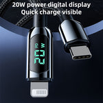 Mutural Li-CC001 1.2m PD20W 디지털 디스플레이 USB-C / Type-C to 8 핀 충전 데이터 케이블, Type-C to 8 핀