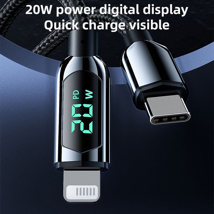 Mutural Li-CC001 1.2m PD20W 디지털 디스플레이 USB-C / Type-C to 8 핀 충전 데이터 케이블, Type-C to 8 핀