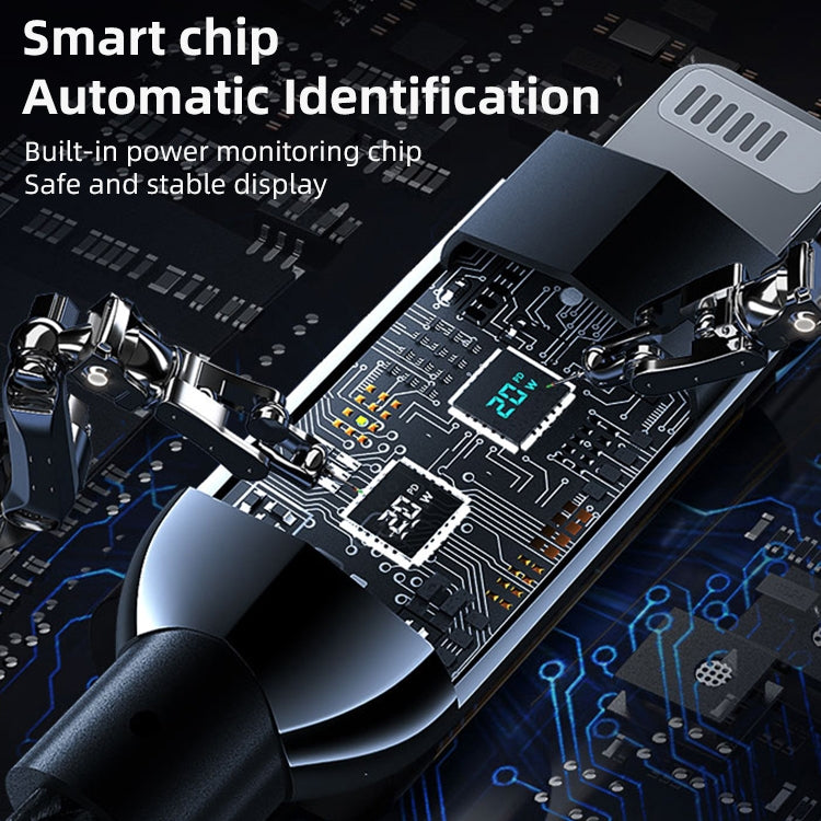 Mutural Li-CC001 1.2m PD20W 디지털 디스플레이 USB-C / Type-C to 8 핀 충전 데이터 케이블, Type-C to 8 핀