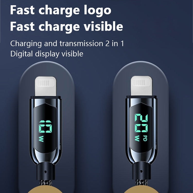 Mutural Li-CC001 1.2m PD20W 디지털 디스플레이 USB-C / Type-C to 8 핀 충전 데이터 케이블, Type-C to 8 핀