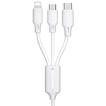 WK WDC-103 3A 3 in 1 8핀 + 마이크로 USB + 타입-C / USB-C 풀스피드 프로 충전 데이터 케이블, 길이: 1.15m