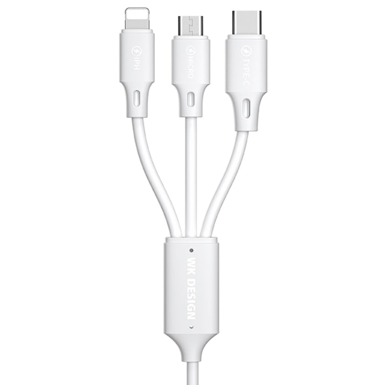WK WDC-103 3A 3 in 1 8핀 + 마이크로 USB + 타입-C / USB-C 풀스피드 프로 충전 데이터 케이블, 길이: 1.15m