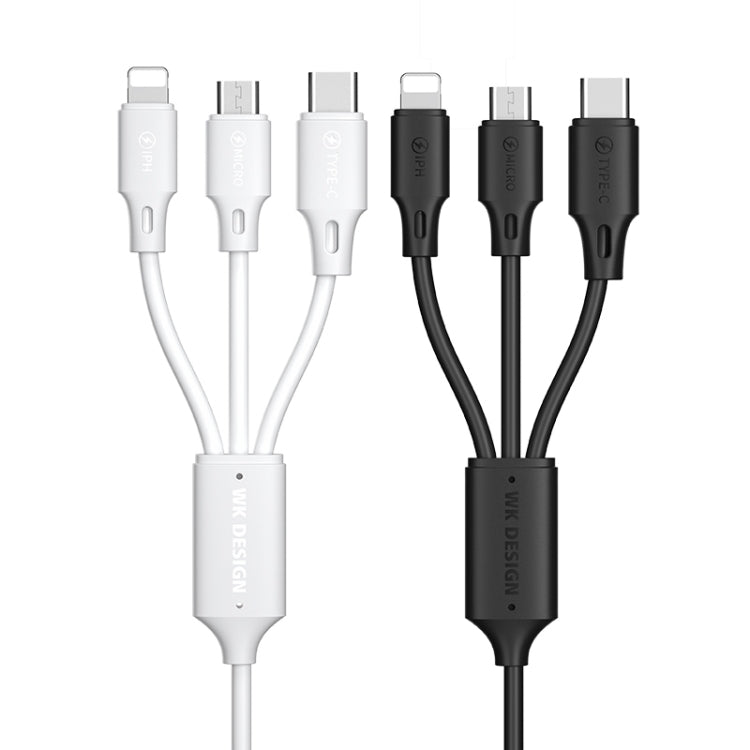 WK WDC-103 3A 3 in 1 8핀 + 마이크로 USB + 타입-C / USB-C 풀스피드 프로 충전 데이터 케이블, 길이: 1.15m