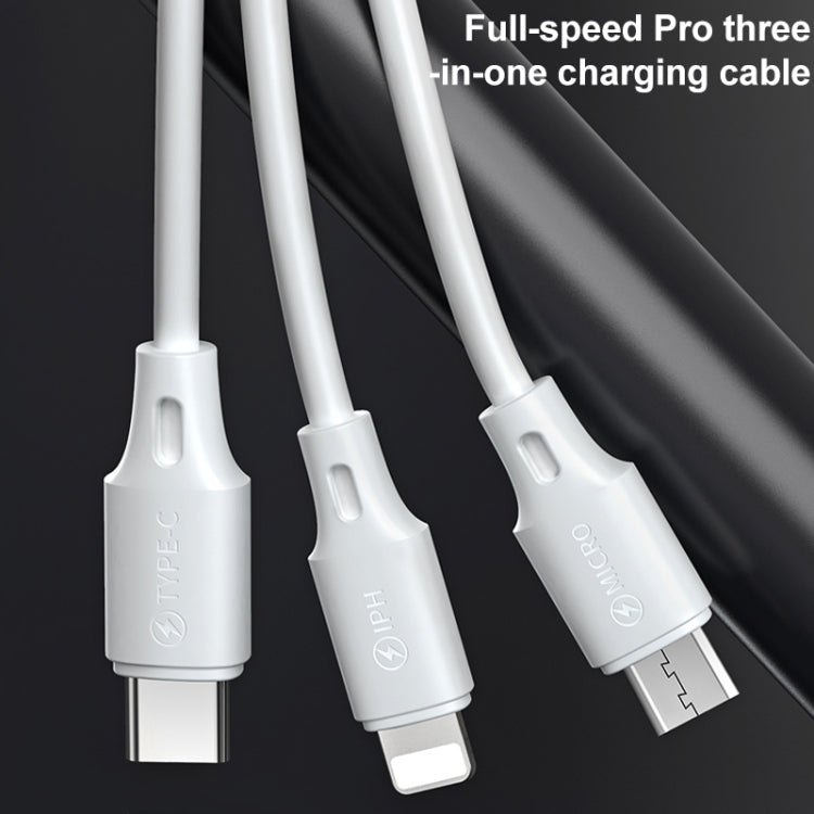 WK WDC-103 3A 3 in 1 8핀 + 마이크로 USB + 타입-C / USB-C 풀스피드 프로 충전 데이터 케이블, 길이: 1.15m