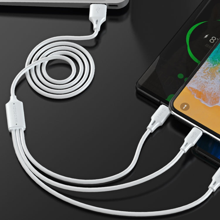 WK WDC-103 3A 3 in 1 8핀 + 마이크로 USB + 타입-C / USB-C 풀스피드 프로 충전 데이터 케이블, 길이: 1.15m