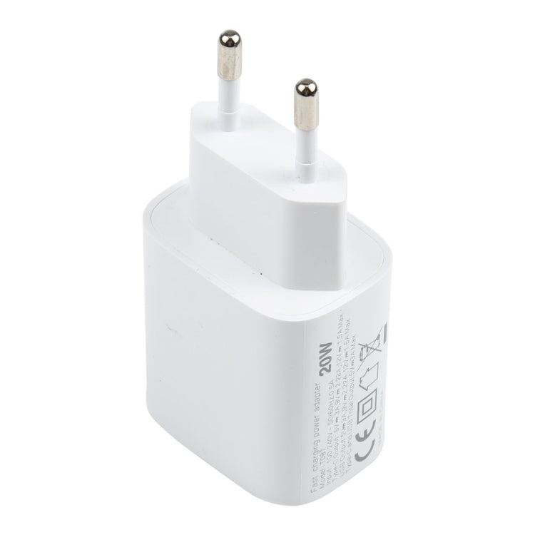 T087 20W USB-C / 타입-C + USB 포트 고속 충전 여행용 충전기, EU 플러그, EU 플러그