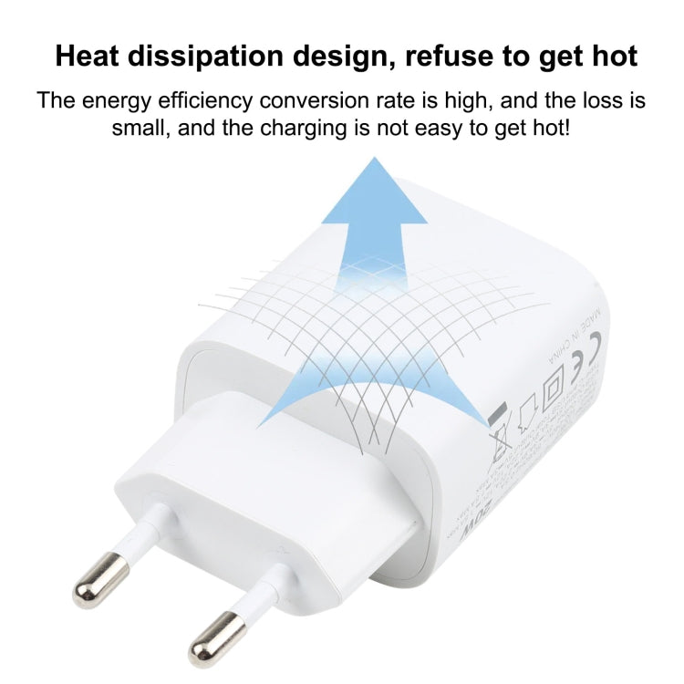 T087 20W USB-C / 타입-C + USB 포트 고속 충전 여행용 충전기, EU 플러그, EU 플러그