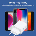 T087 20W USB-C / 타입-C + USB 포트 고속 충전 여행용 충전기, EU 플러그, EU 플러그