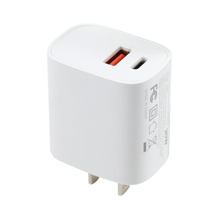 U087 20W USB-C / 타입-C + USB 포트 고속 충전 여행용 충전기, 미국 플러그, 미국 플러그