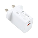 E087 20W USB-C / 타입-C + USB 포트 고속 충전 여행용 충전기, 영국 플러그, 영국 플러그