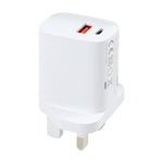 E087 20W USB-C / 타입-C + USB 포트 고속 충전 여행용 충전기, 영국 플러그, 영국 플러그