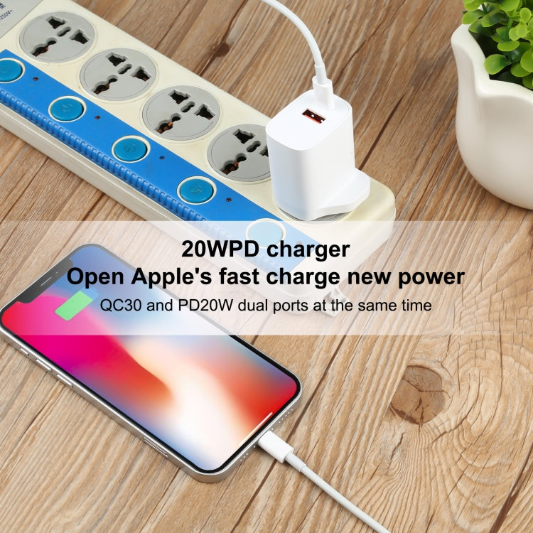 E087 20W USB-C / 타입-C + USB 포트 고속 충전 여행용 충전기, 영국 플러그, 영국 플러그
