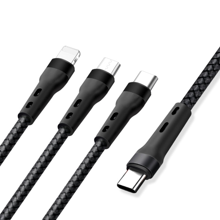 100W 6A 타입-C to 8핀+타입-C+마이크로 USB 충전 데이터 케이블, 1.3m
