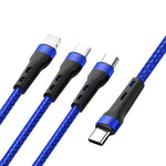100W 6A 타입-C to 8핀+타입-C+마이크로 USB 충전 데이터 케이블, 1.3m