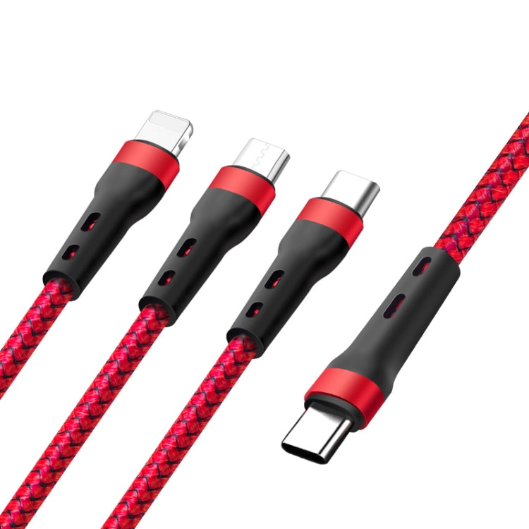 100W 6A 타입-C to 8핀+타입-C+마이크로 USB 충전 데이터 케이블, 1.3m