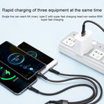 100W 6A 타입-C to 8핀+타입-C+마이크로 USB 충전 데이터 케이블, 1.3m