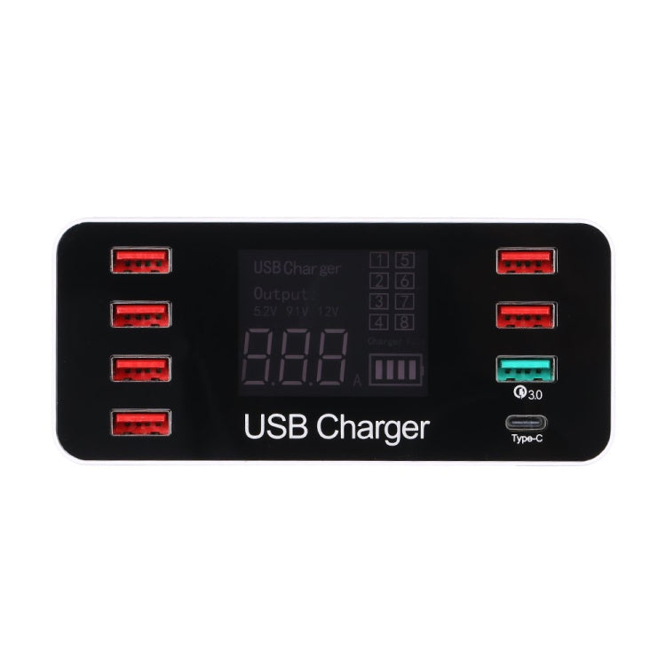 A9 Plus (글로벌 버전) 다기능 AC 100V~240V 8포트 USB 디지털 디스플레이 LCD 분리형 충전 스테이션 스마트 충전기 무선 충전 지원, QC3.0 지원, A9 Plus (글로벌 버전)