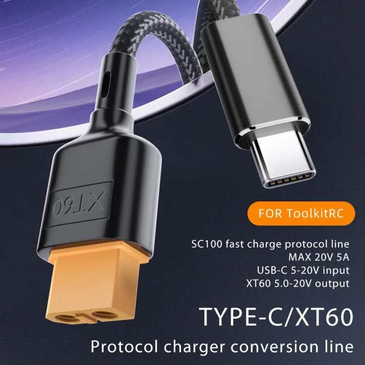 USB-C / 타입-C to XT60 데이터 케이블, 길이: 100cm, 100cm