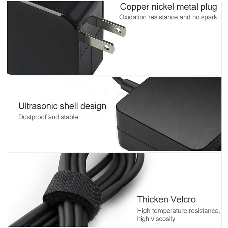 노트북용 65W USB-C / Type-C 전원 어댑터 휴대용 충전기, Type-C 충전 케이블 포함, US 플러그, 65W US 플러그 /블랙