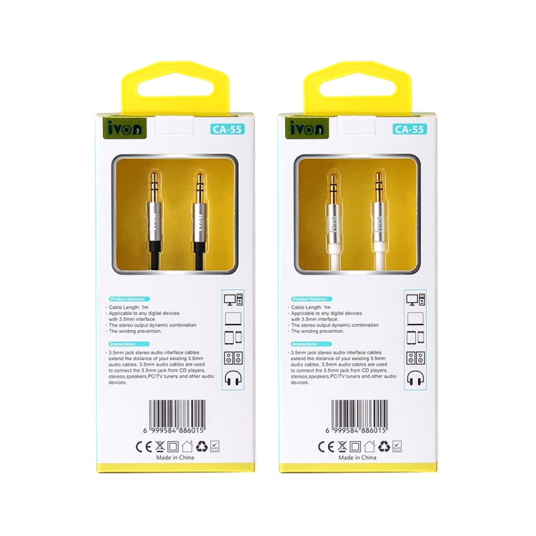 IVON CA55 3.5mm 수컷 to 수컷 AUX 오디오 케이블, 케이블 길이: 1m