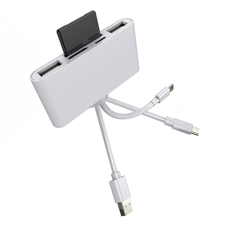 5 in 1 8핀 + Type-C / USB-C + USB + TF 카드 + SD 카드 다기능 카메라 리더 어댑터, 5 in 1