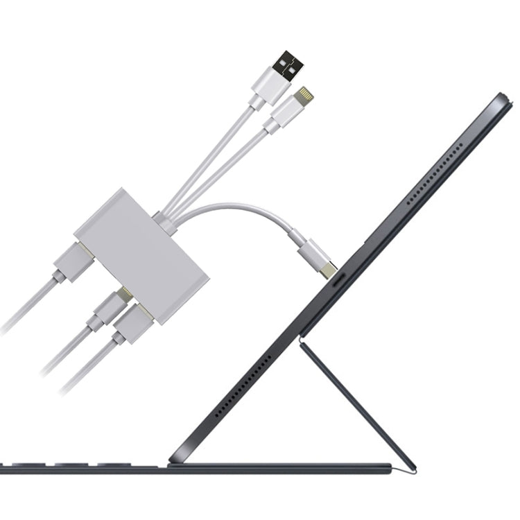 5 in 1 8핀 + Type-C / USB-C + USB + TF 카드 + SD 카드 다기능 카메라 리더 어댑터, 5 in 1